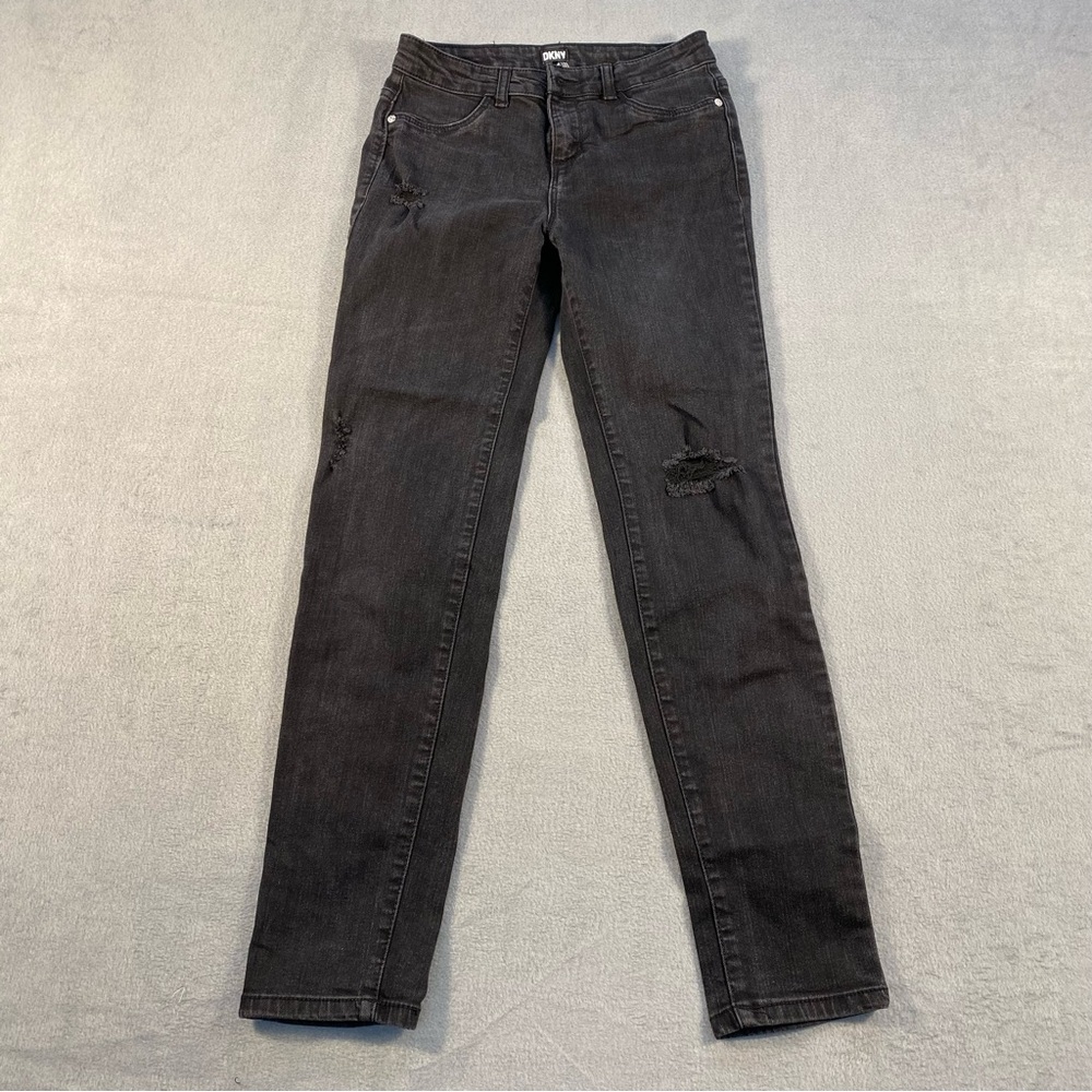 DKNY Girls’ Black high rise distressed Skinny Jeans, size 14